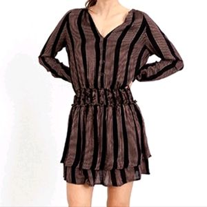 Rails Black- MIDAS STRIPE Dress-Size Large - Copper Pin Stripes. NWT- Norstrom